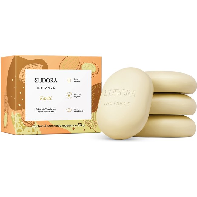 Kit Sabonetes em Barra Vegetal Perfumado Instance Karité 4x80g