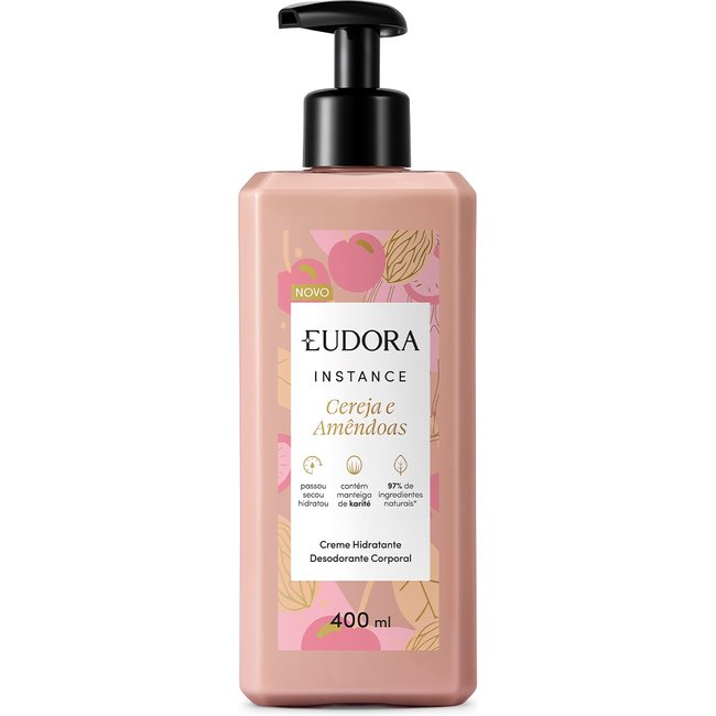 Eudora Instance Cereja e Amêndoas - Creme Hidratante Desodorante Corporal 400ml