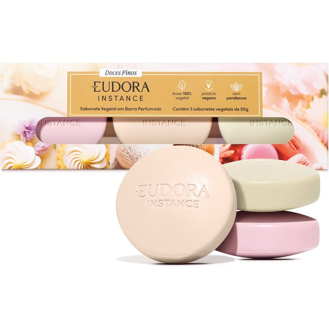 Kit Sabonete em Barra Vegetal Instance: Tartelete de Limão 50g + Bombom de Avelã 50g + Macaron de Framboesa 50g