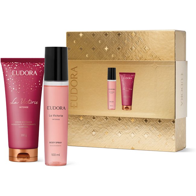 Kit Presente Natal La Victorie Intense: Intense Body Spray Desodorante 100ml + Creme Acetinado Hidratante Desodorante Corporal 200g