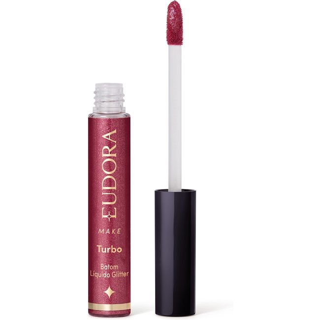 Batom Líquido Rosa Glitter Magic Eudora Make Turbo 5,2ml