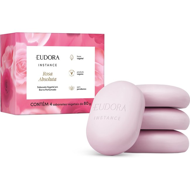 Sabonete Vegetal em Barra Instance Rosa Absoluta 80g (4 unidades)