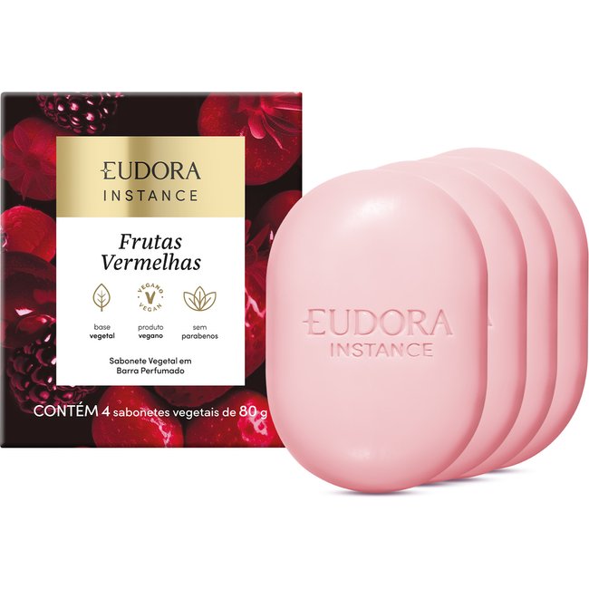 Sabonete Vegetal em Barra Perfumado Instance Frutas Vermelhas 4x80g