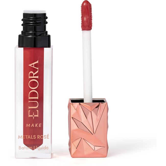 Batom Líquido Cremoso Metals Rosé Terracota Exclusivo Eudora Make 2,5m