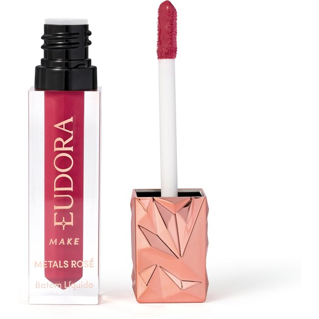Batom Líquido Cremoso Metals Rosé Malva Refinado Eudora Make 2,5ml