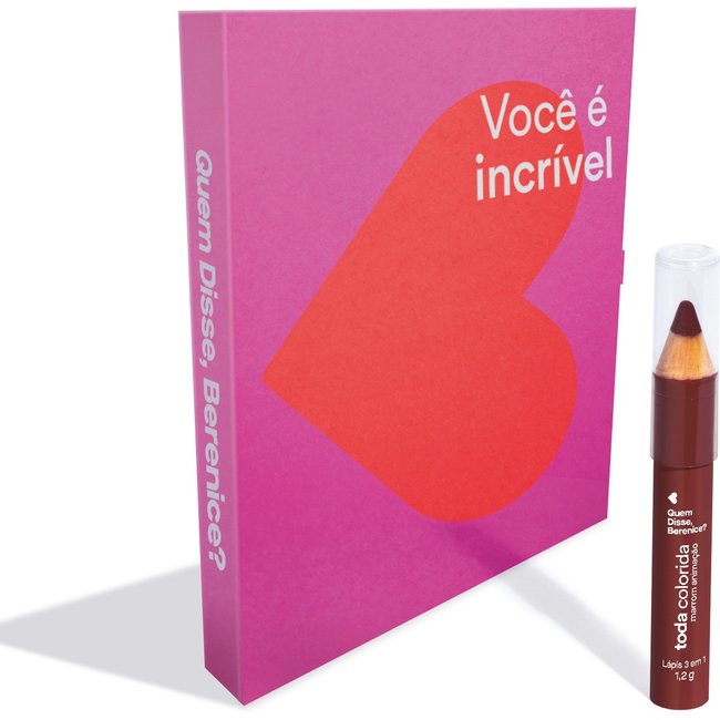 Combo Presente Dia das Mães: Lápis Multifuncional 3 Em 1 Marrom Animação Toda Colorida 1,2g + Cartão Presenteável