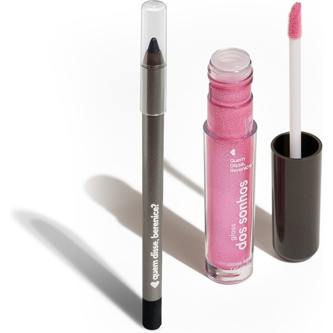 Kit Quem Disse, Berenice? Lápis de Olho Pretuco + Gloss Labial Rosa Rosadex (2 Produtos)