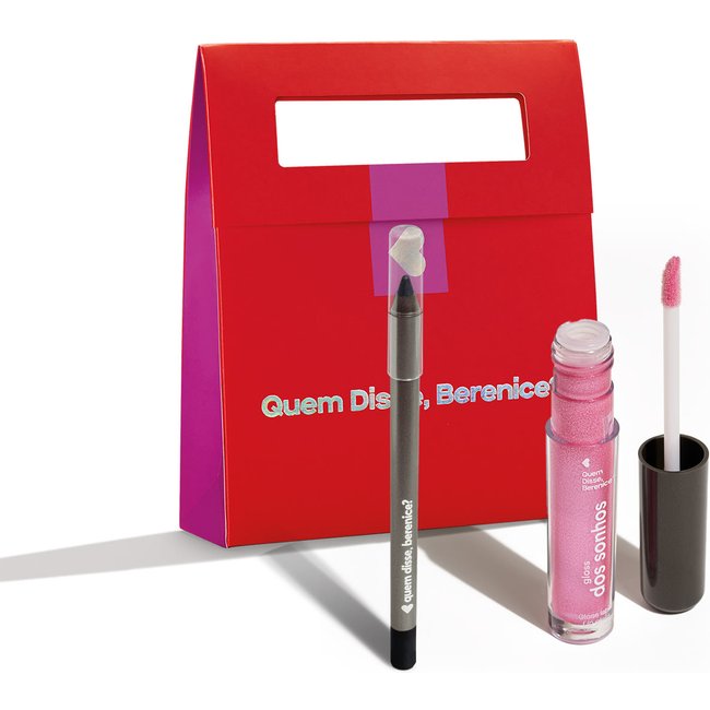 Kit Quem Disse, Berenice? Lápis de Olho Pretuco + Gloss Labial Rosadex + Embalagem para Presente (3 Produtos)