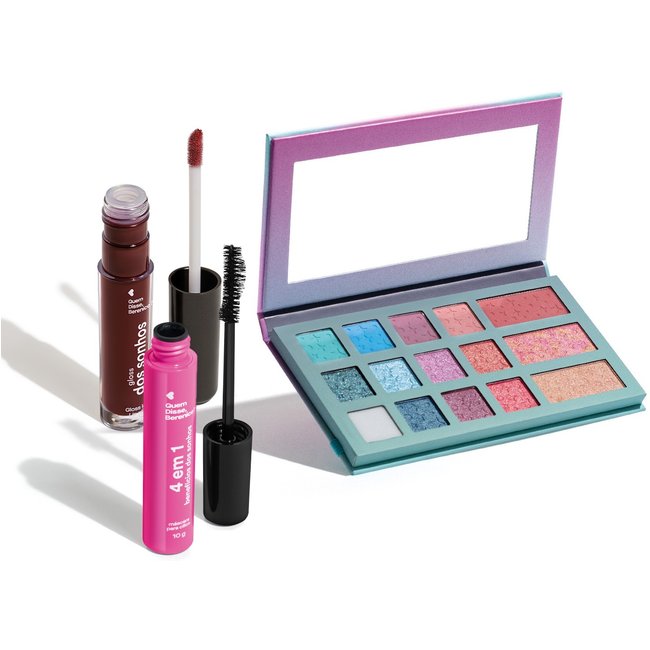 Combo Dos Sonhos: Paleta Multifuncional 24,6g + Máscara Para Cílios 10g + Gloss Labial Roxo 4ml