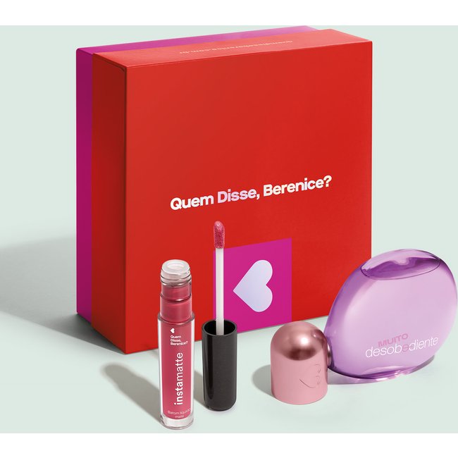 Combo Presente Dia dos Namorados: Muito Desobediente EDP 100ml + Batom Líquido Rosa 4ml + Caixa de Presente