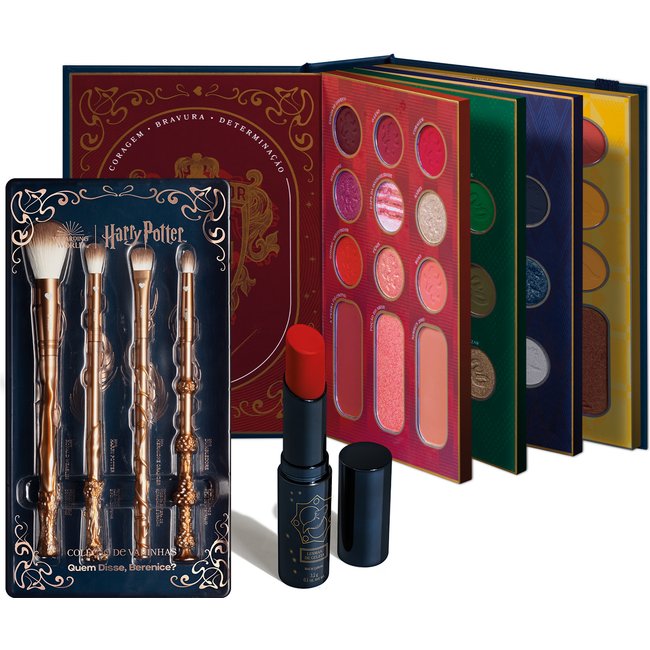 Combo Harry Potter Quem Disse, Berenice?:Paleta de Maquiagem Multifuncional 54g + Kit Pincéis + Balm Labial Vermelho 3,2g