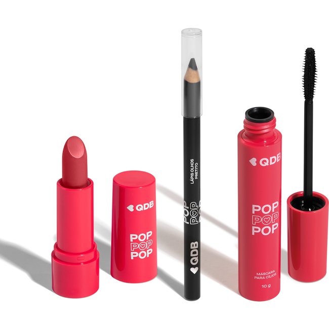 Combo POP Quem Disse, Berenice?: Máscara Para Cílios 10g + Lápis Preto Para Olhos 1,1g+ Batom Rosa Radiante 3,6g