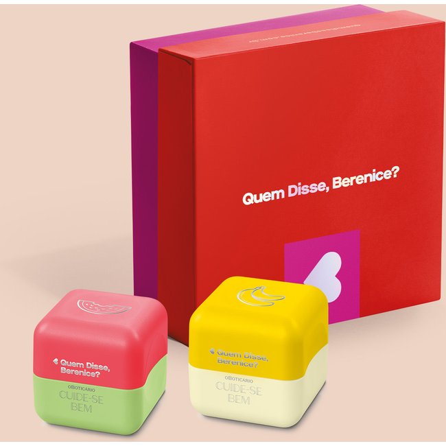 Combo Presente Balm Labial Cuide-se Bem Feira: Melancia 6,2g + Banana 6,2g + Caixa Presenteável