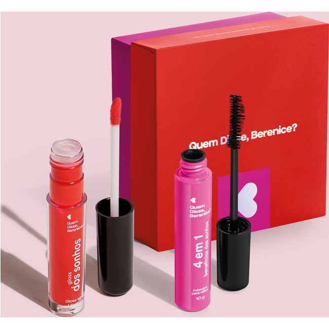 Combo Presente Dos Sonhos: Máscara De Cílios 4 em 1 10g + Gloss Vermelho 4ml + Caixa Presenteável