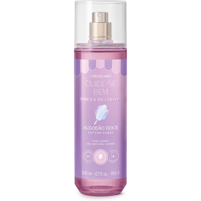 Body Splash Desodorante Colônia Cuide-se Bem Doces Delírios Algodão Doce 200ml