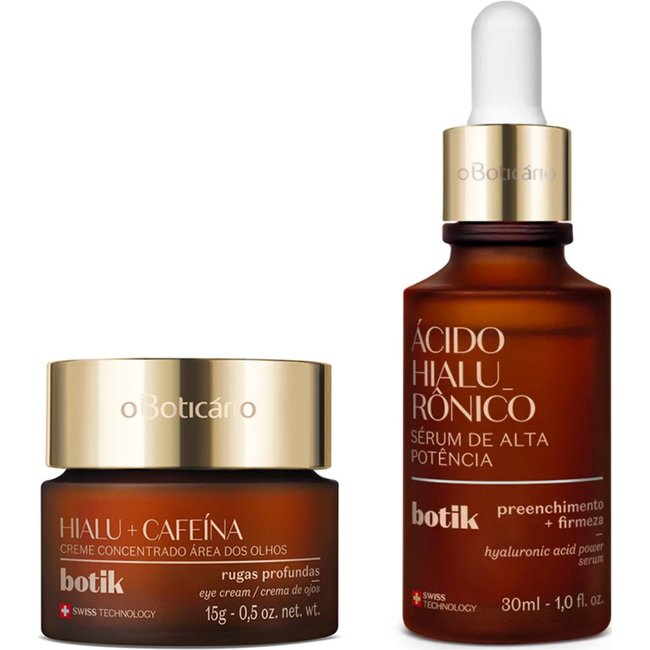 Combo Botik: Sérum de Alta Potência Ácido Hialurônico 30ml + Creme Concentrado para Área dos Olhos Ácido Hialurônico e Cafeína 15g