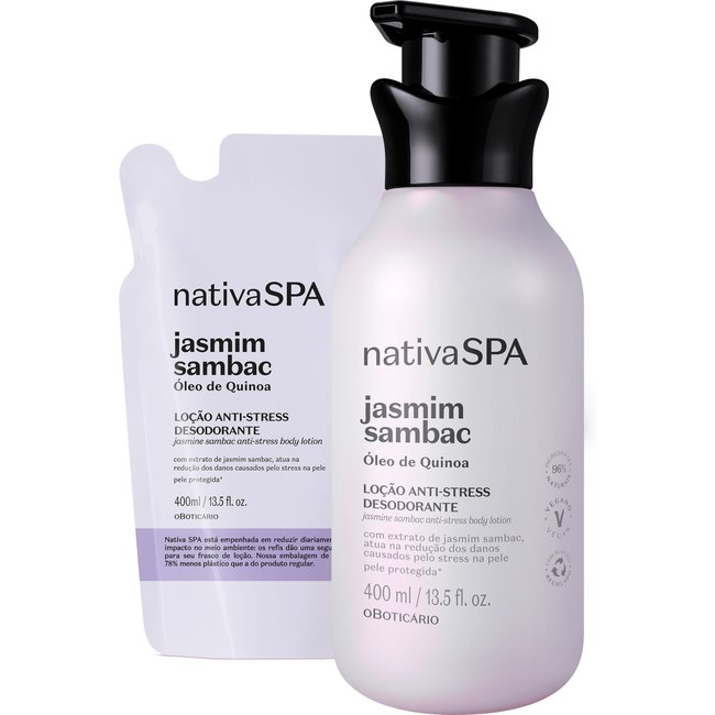 Combo Nativa SPA Jasmim Sambac: Loção Corporal 400ml + Refil 400ml