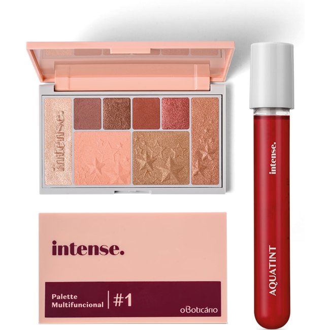 Combo Presente Intense: Palette Multifuncional #1 Rose + Batom Líquido Aquatint Vermelho