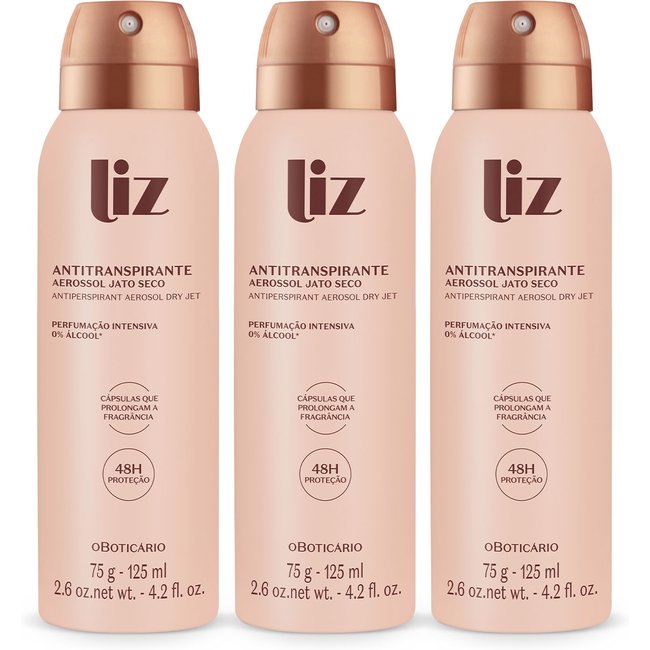 Combo Liz: Desodorante Antitranspirante Aerossol 75g (3 unidades)