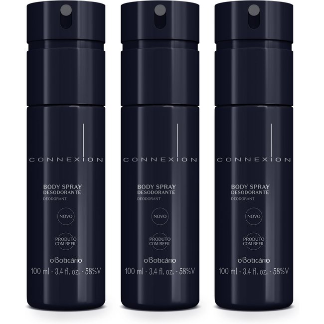 Combo Boticolletion Connexion: Body Spray Desodorante 100ml (3 unidades)