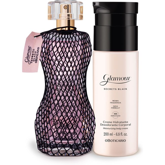 Combo Glamour Secrets Black: Desodorante Colônia 75ml + Creme Desodorante Hidratante Corporal 200ml