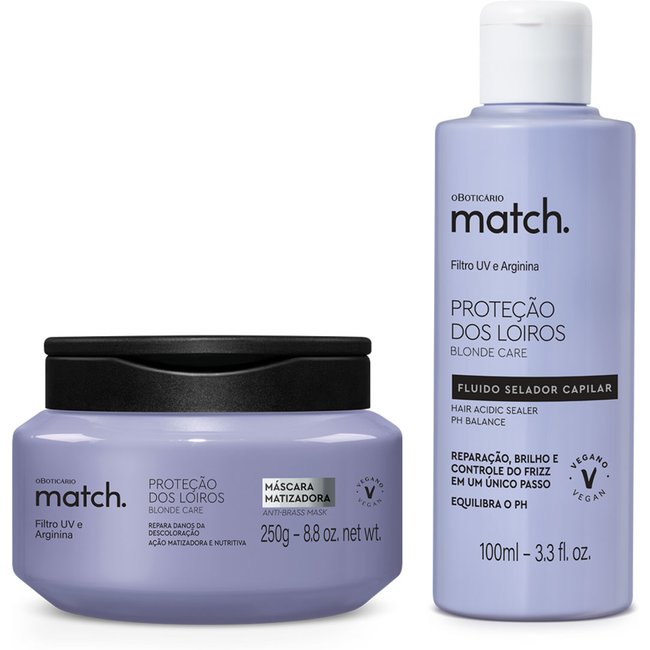 Combo Match Proteção dos loiros: Máscara Capilar Matizadora 250g + Fluido Selador 100ml