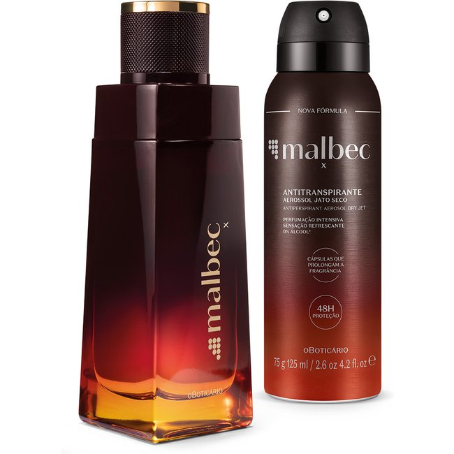 Combo Malbec X: Desodorante Colônia 100ml + Desodorante Antitranspirante 125ml