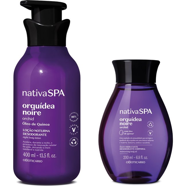 Combo Nativa SPA Orquídea Noire: Loção Corporal 400ml + Óleo Hidratante Corporal 200ml