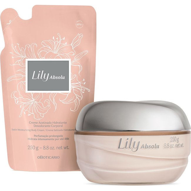Combo Lily Absolu: Creme Acetinado Hidratante Desodorante 250g + Refil 250g