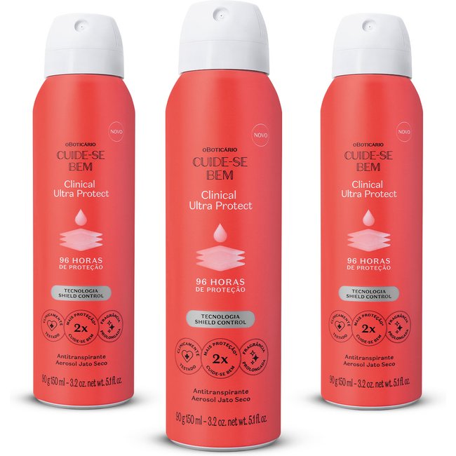 Combo Desodorante Aerosol Cuide-se Bem Clinical Ultra Protect (3 itens)