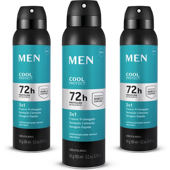 Combo Desodorante Aerosol Men Cool Protect 90g/150ml (3 itens)
