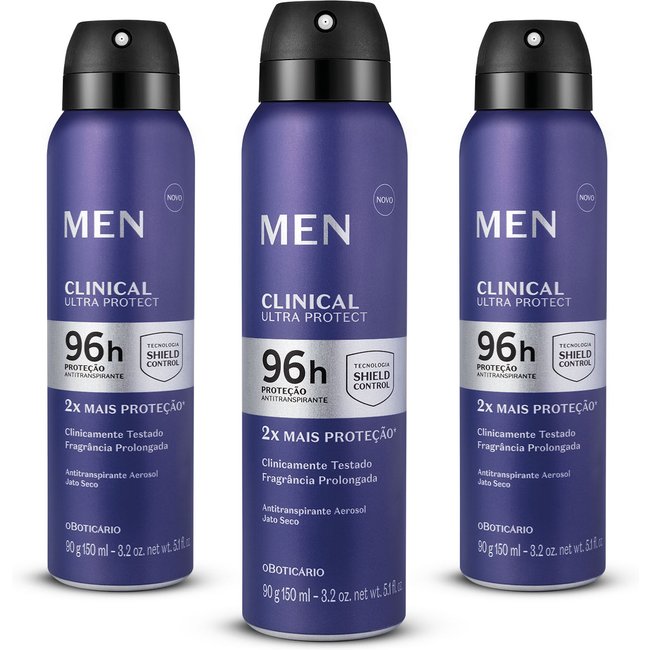 Combo Desodorante Aerosol Men Clinical Ultra Protect (3 itens)