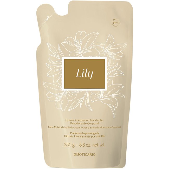 Refil Creme Acetinado Hidratante Desodorante Corporal Lily 250g