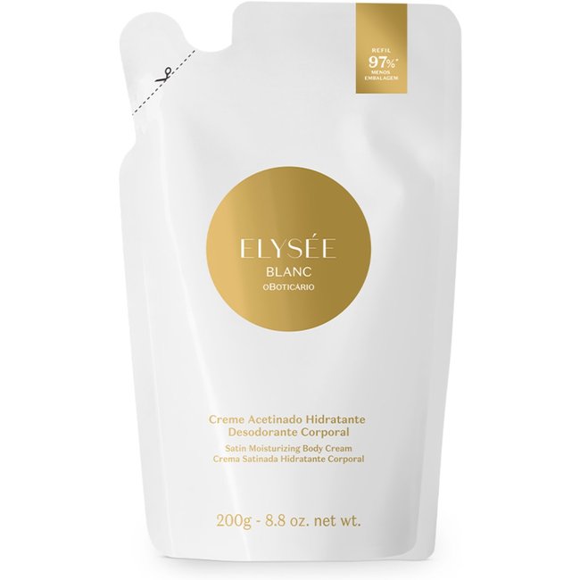 Refil Creme Desodorante Hidratante Corporal Acetinado Elysée Blanc 200g