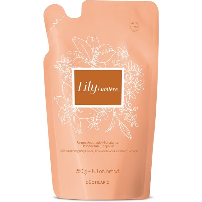 Refil Creme Acetinado Hidratante Desodorante Corporal Lily Lumière 250g