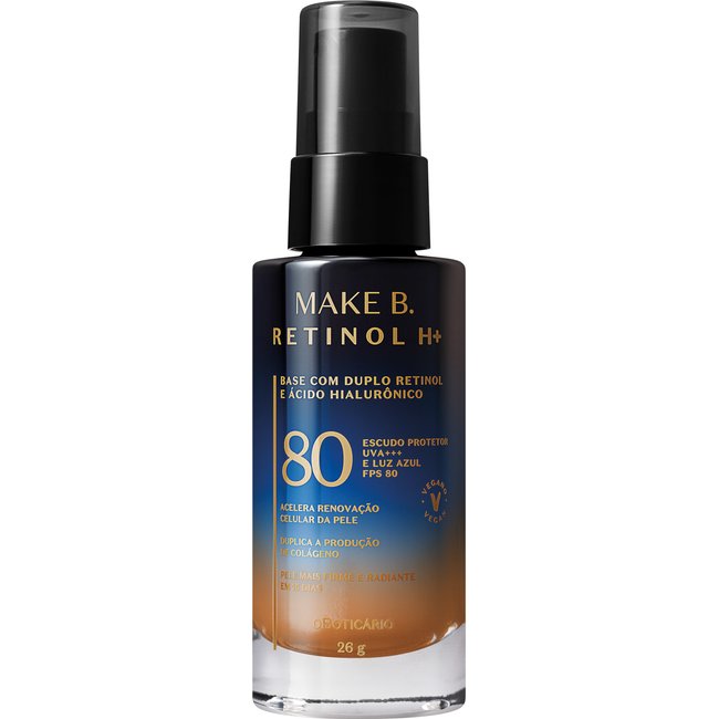 Base Líquida Cor 65 com FPS 80 Make B. Retinol H+ 26g