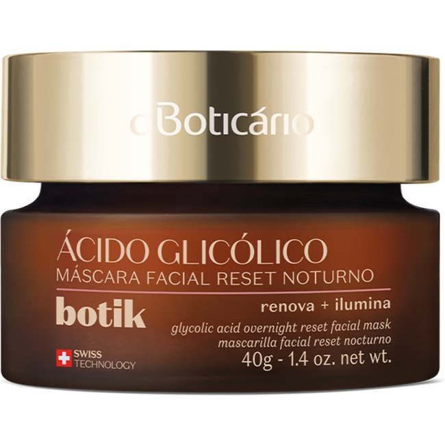 Máscara Facial Reset Noturno Ácido Glicólico Botik 40g