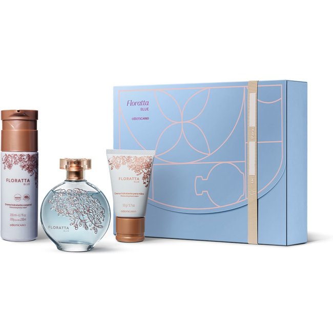 Kit Presente Floratta Blue: Desodorante Colônia 75ml + Loção Corporal 200ml + Creme para Mãos 50g