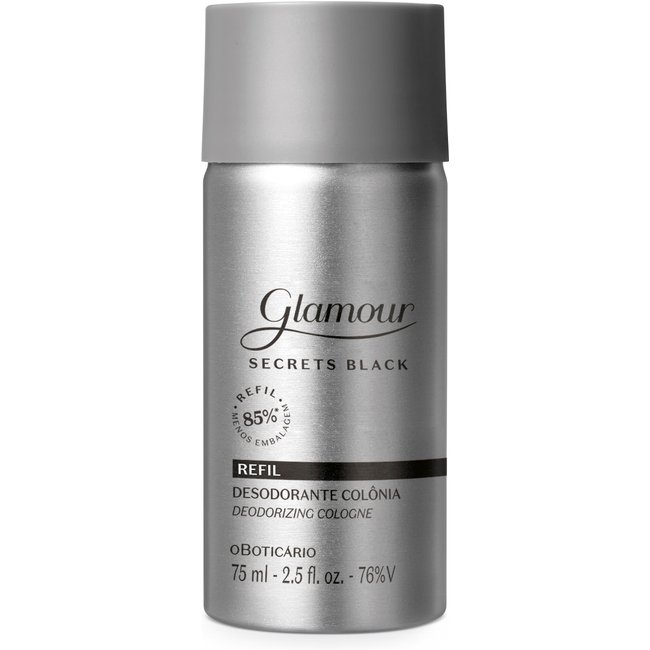Refil Glamour Secret Black Desodorante Colônia 75ml