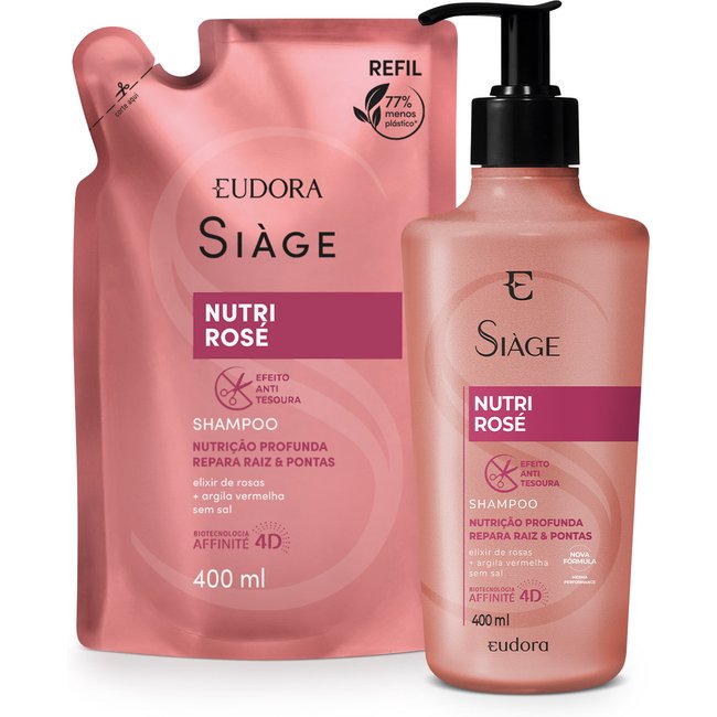 Combo Siàge Nutri Rose: Shampoo 400ml + Refil 400ml