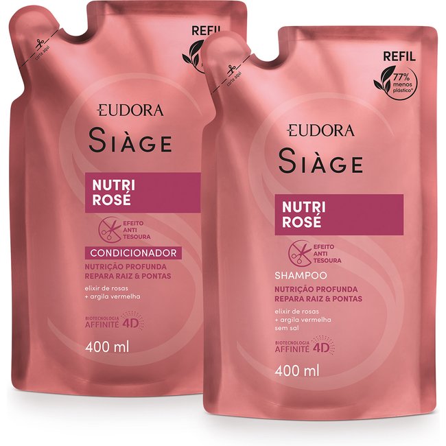 Combo Refil Siàge Nutri Rosé: Shampoo 400ml + Condicionador 400ml