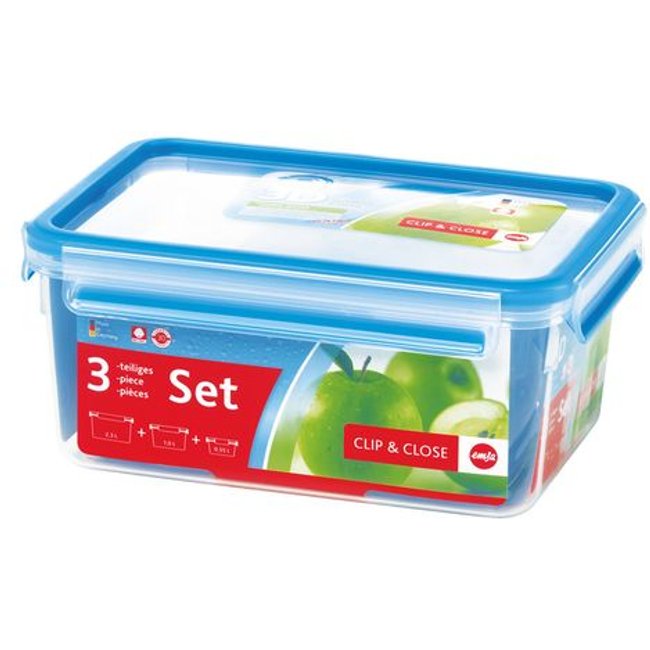 Conjunto de 3 Potes Clip & Close Emsa