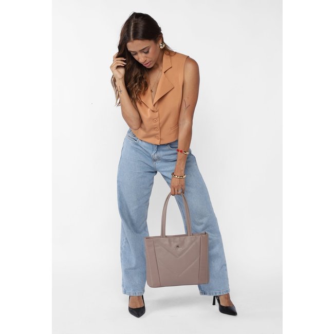 Bolsa Tote Couro Mariart Graviolinha New Bege