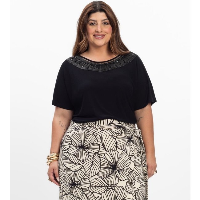 Blusa Manga Morcego Feminina Plus Size Secret Glam Preto