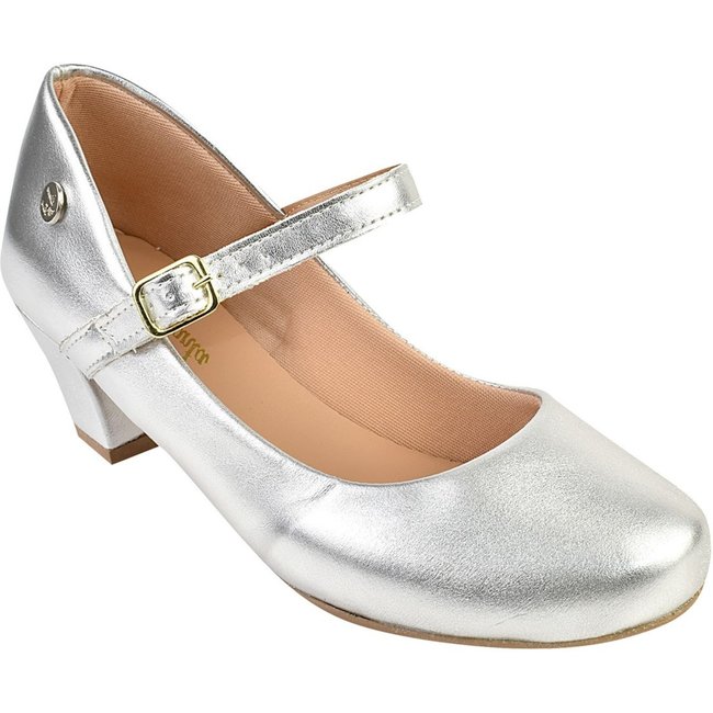 Scarpin Donna Santa Bico Redondo Boneca Prata