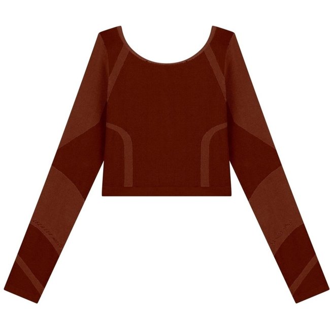 Blusa Cropped De Mangas Longas Em Malha Seamless Move