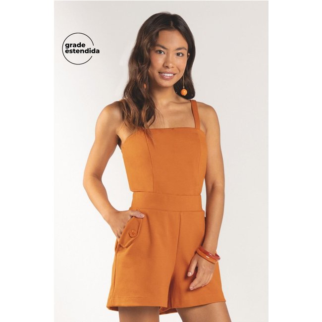 Short Feminino Em Moletom Marialícia Laranja