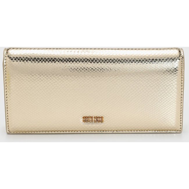 Bolsa Feminina Santa Lolla Metalizada Textura Cobra Dourada