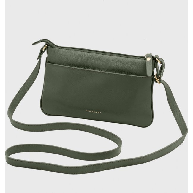 Bolsa Transversal Couro Mariart Girassol Verde Army