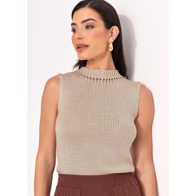 Blusa Em Tricô Quintess Bege
